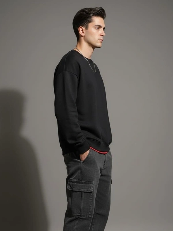 CASUAL SWEATSHIRT - 3XL, BLACK