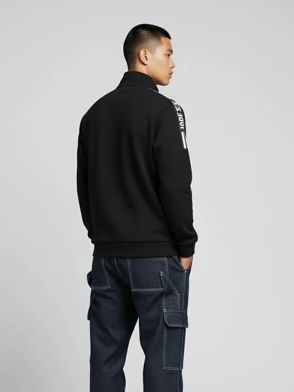CASUAL QUATER ZIP SWEATSHIRT - XL, BLACK