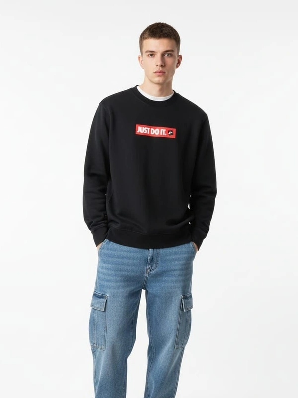 NIKE BLACK REGULAR SWEATSHIRT - M, BLACK