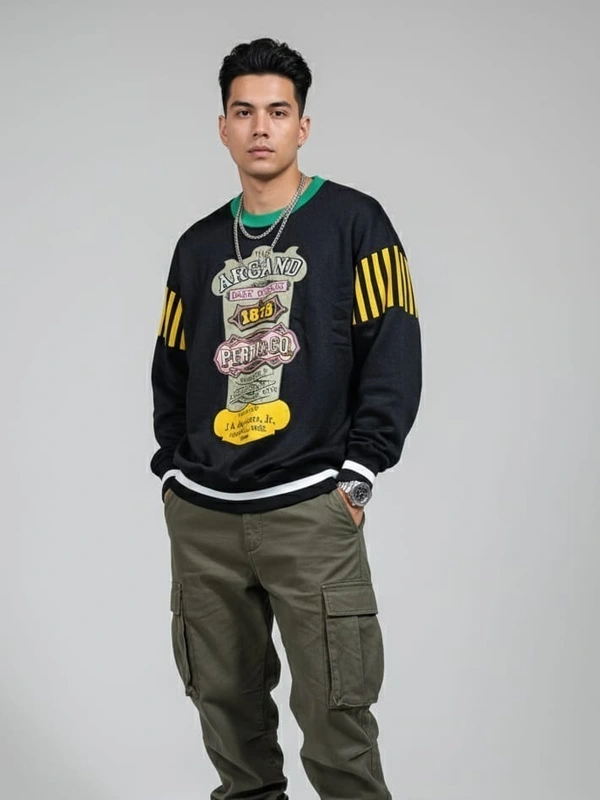 OVERSIZED CREWNECK SWEATSHIRT - 2XL, BLACK