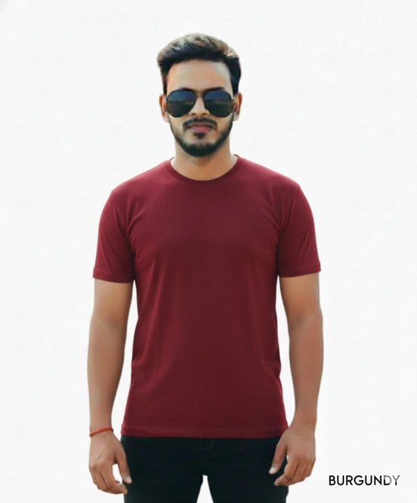 Eenfnety ™ Men Fashion Cotton Blend T-Shirt | Men Half Sleeve Casual Regular Fit T Shirt | Stylish Trendy Solid Men Mandarin Collar Hlaf Sleeves Combo T-Shirt for Men | Laple collar t-shirt - XS,S,M, Burgundy