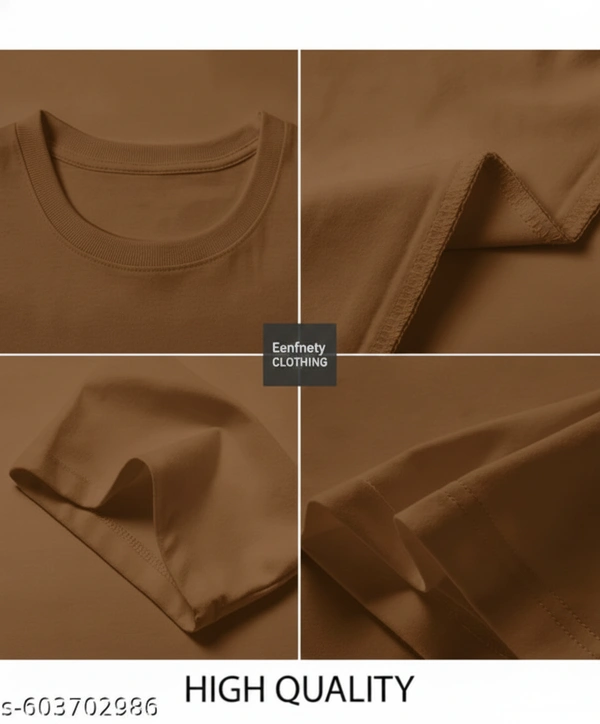 Eenfnety ™ Men Fashion Cotton Blend T-Shirt | Men Half Sleeve Casual Regular Fit T Shirt | Stylish Trendy Solid Men Mandarin Collar Hlaf Sleeves Combo T-Shirt for Men | Laple collar t-shirt - XS,S,M, Mocha Brown