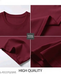 Eenfnety ™ Men Fashion Cotton Blend T-Shirt | Men Half Sleeve Casual Regular Fit T Shirt | Stylish Trendy Solid Men Mandarin Collar Hlaf Sleeves Combo T-Shirt for Men | Laple collar t-shirt - XS,S,M, Burgundy