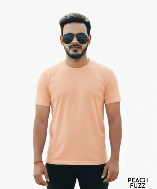 Eenfnety ™ Men Fashion Cotton Blend T-Shirt | Men Half Sleeve Casual Regular Fit T Shirt | Stylish Trendy Solid Men Mandarin Collar Hlaf Sleeves Combo T-Shirt for Men | Laple collar t-shirt - XS,S,M, Peach Fuzz