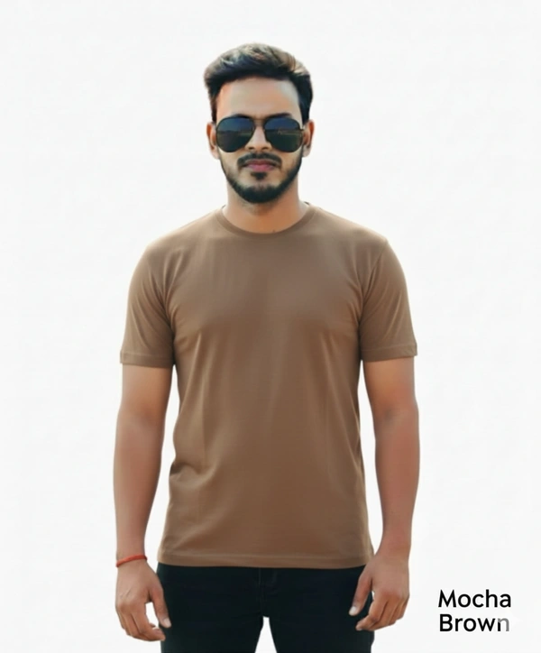 Eenfnety ™ Men Fashion Cotton Blend T-Shirt | Men Half Sleeve Casual Regular Fit T Shirt | Stylish Trendy Solid Men Mandarin Collar Hlaf Sleeves Combo T-Shirt for Men | Laple collar t-shirt - XS,S,M, Mocha Brown