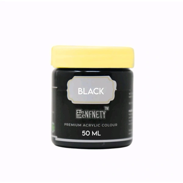 Eenfnety ™ Acrylic Colour PCENFAC001 Black , 50ml, Art and Craft Paint, DIY Paint, Rich Pigment, Non-Craking Paint for Canvas, Wood, Leather, Earthenware, Metal | Ideal for School Projects, hobbyists, Artists