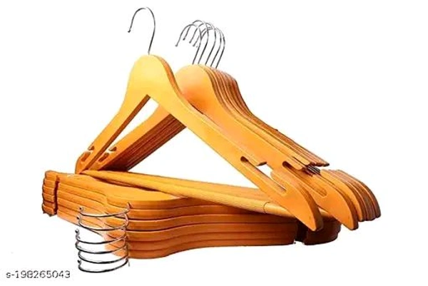 CROSSLINE PCENFAP021 (Pack of 12) Premium Wooden Type Plastic  Clothes Hangers for wardrobes-Non-Slip, Strong and Sturdy Hangers for Suits, Sarees, Shirts and Trousers (12)
 
