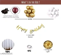 White PCENFAP028 Net Curtain With Led Light Happy Birthday Decoration Kit Combo (29pcs) With White Net Cloth (1pc) Led Light (1pc) Happy Birthday banner (1 set) Metallic Balloons & Ribbon for Boy - Design 1