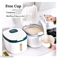 GNEY PCENFAP042 Rice Stiorage Container with Measuring Cup household Plastic Sealed Moisture Proof Dog Cat Food Storage Bucket Sealed 10 kg Rice Dispenser | Rice Box