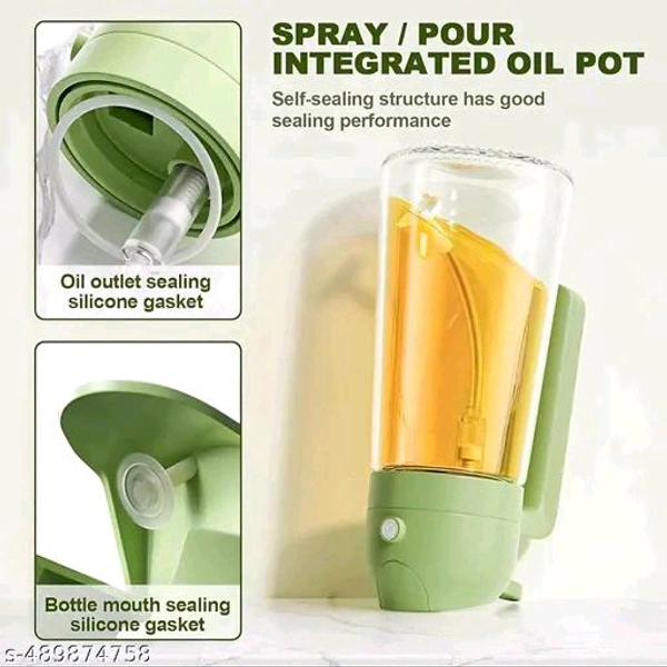 2 In 1 PCENF5428 Oil Sprayer & Dispenser Bottle for Kitchen | Free steel straw | For Cooking, Salad, Air Fryer, Barbecue, Baking | Premium Glass Bottle |