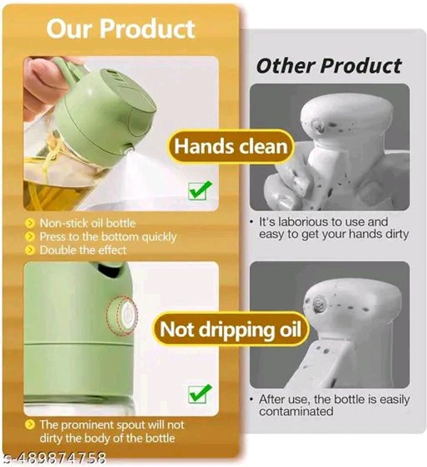 2 In 1 PCENF5428 Oil Sprayer & Dispenser Bottle for Kitchen | Free steel straw | For Cooking, Salad, Air Fryer, Barbecue, Baking | Premium Glass Bottle |