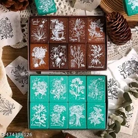 8PC PCENFAP078 Spray Shadow Series Retro Floral Plant Wooden Seal Stamp Pack Diy Scrapbooking, Crafts & Stationery Fun Seal Stamp (PACK OF 8PC)
- Combo Design 3