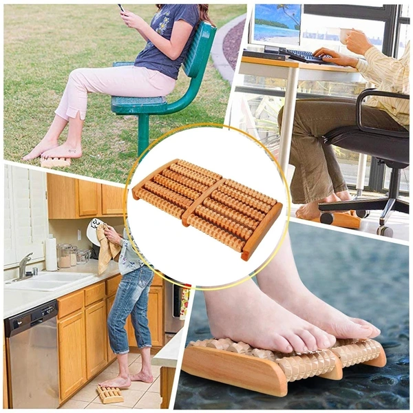 DAILY DAYS Wooden Roller Foot Massager Big Size Body Stress Buster & Accupressure Point Device Relaxation Health Care Product foot massager and Legs Pain Relief Massager | set of 1