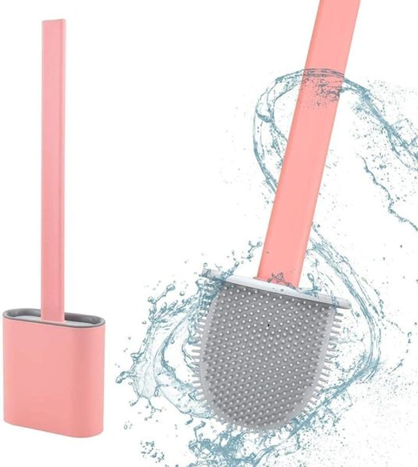 Silicon Toilet Brush with Slim Holder Stand