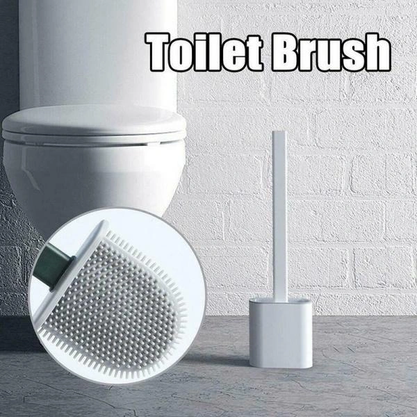 Silicon Toilet Brush with Slim Holder Stand