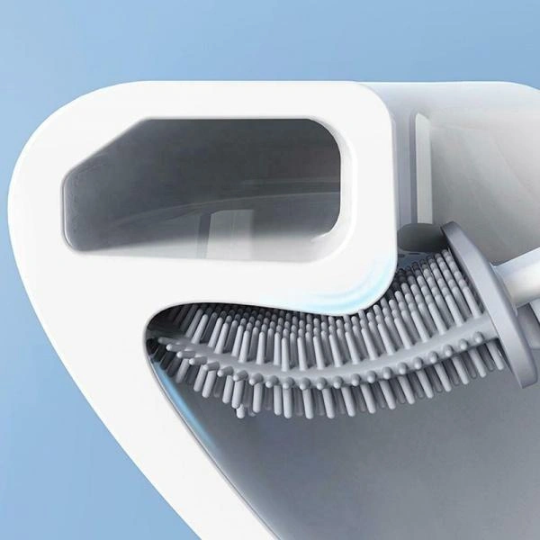 Silicon Toilet Brush with Slim Holder Stand