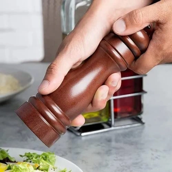 8-inch Manual Wooden Salt & Pepper Grinder Crusher, Pepper Grinder Mill Shakers with Ceramic Rotor for Home & Kitchen(Dark Brown)