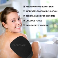 DAILY DAYS Exfoliating Scrub Glove Shower Scrub Gloves Body Facial Tan Massage Mitt (Pack of 1, Black)