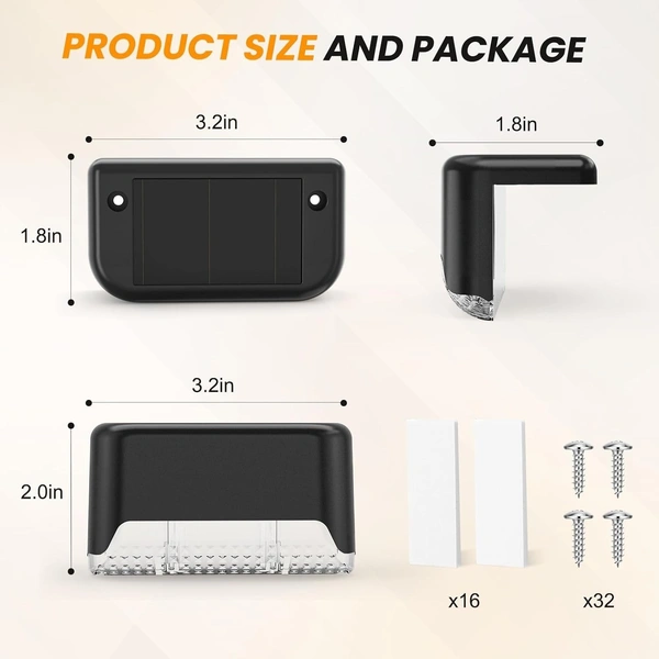 DAILY DAYS Solar Step Lights Outdoor Waterproof Led Solar Fence Lamp for Patio, Stairs,Garden Pathway, Step and Fences(Warm White)