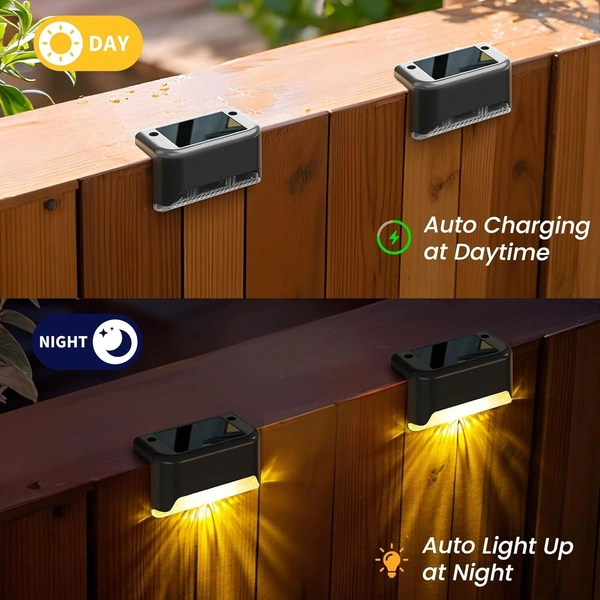 DAILY DAYS Solar Step Lights Outdoor Waterproof Led Solar Fence Lamp for Patio, Stairs,Garden Pathway, Step and Fences(Warm White)