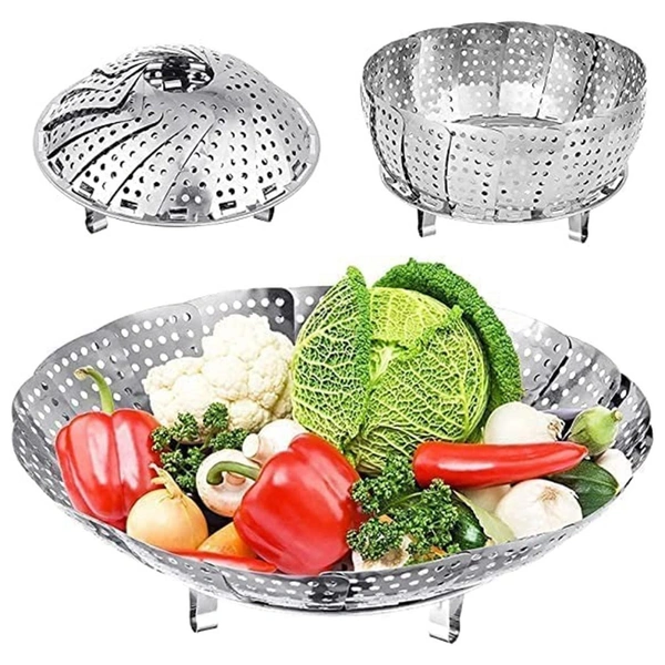 DAILY DAYS Stainless Steel Steamer Basket, 6-Inch Expands to 9.5-Inch