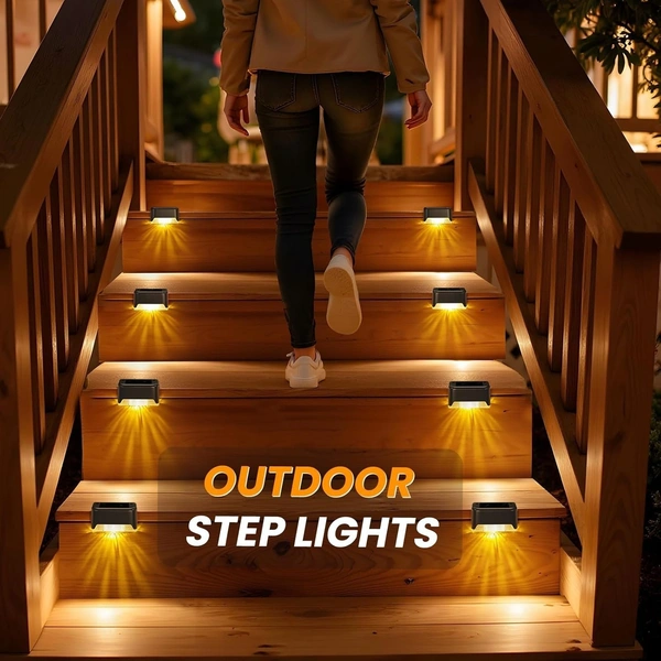 DAILY DAYS Solar Step Lights Outdoor Waterproof Led Solar Fence Lamp for Patio, Stairs,Garden Pathway, Step and Fences(Warm White)