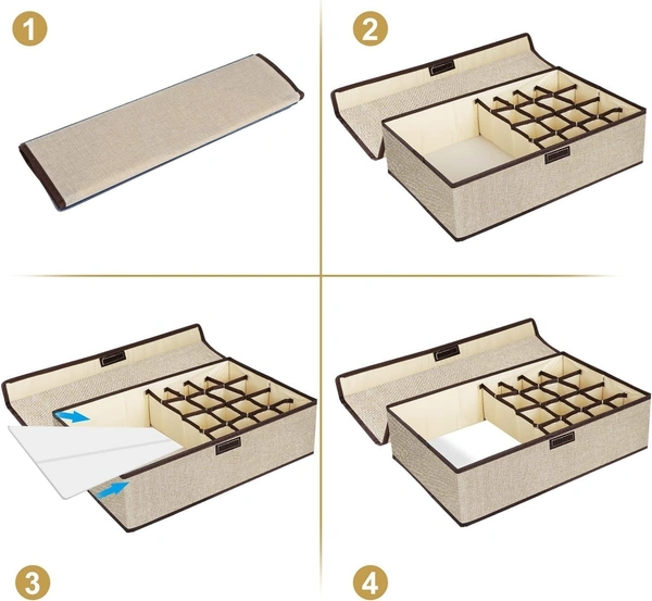 daily days 17 Grid Storage Box Drawer Organizer, Underwear Innerwear Socks Undergarments Storage Drawer Organiser (Blue Dotted) - Blue