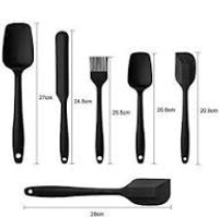 daily days ilicone Spatula Set - 6 Piece Non-Stick Silicone Spatula Set with Stainless Steel Core - Heat-Resistant Spatula Kitchen Utensils Set for Cooking, Baking and Mixing (Black)