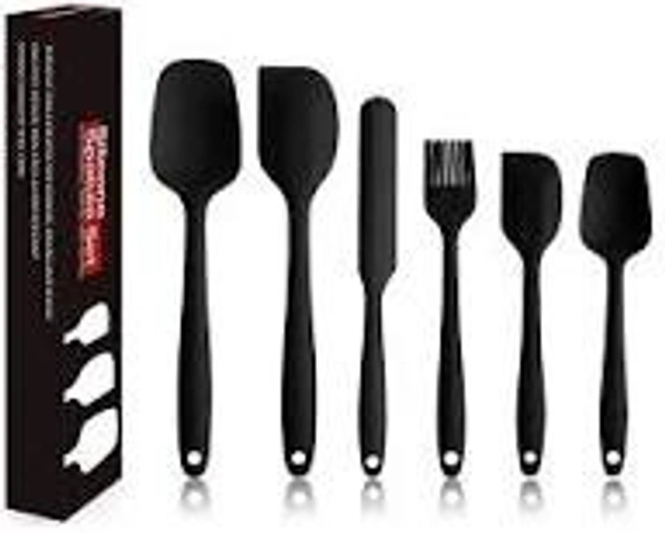 daily days ilicone Spatula Set - 6 Piece Non-Stick Silicone Spatula Set with Stainless Steel Core - Heat-Resistant Spatula Kitchen Utensils Set for Cooking, Baking and Mixing (Black)