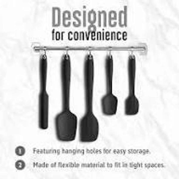 daily days ilicone Spatula Set - 6 Piece Non-Stick Silicone Spatula Set with Stainless Steel Core - Heat-Resistant Spatula Kitchen Utensils Set for Cooking, Baking and Mixing (Black)