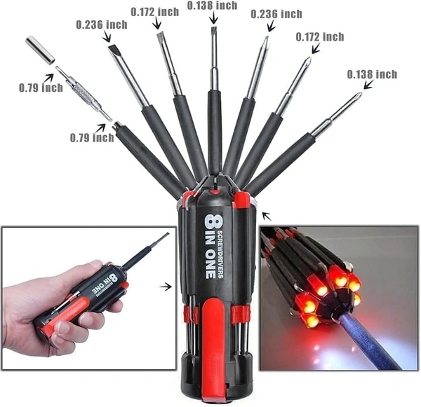 daily days 8 in 1 Multi Portable Screwdriver Tools Set with 6 LED Torch