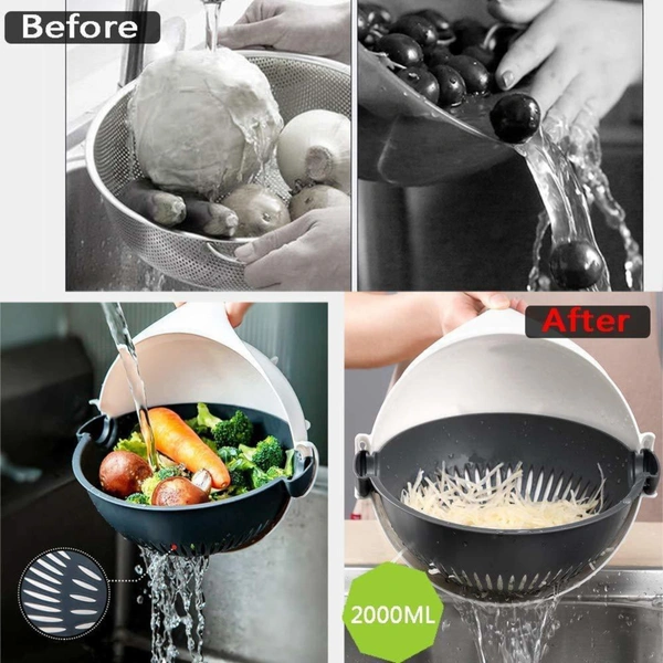 daily days Wet Basket 9 in 1 Vegetable Cutter with Drain Wet Basket Kitchen Shredder Grater Slicer Magic Multifunctional Rotate Vegetable Cutter
