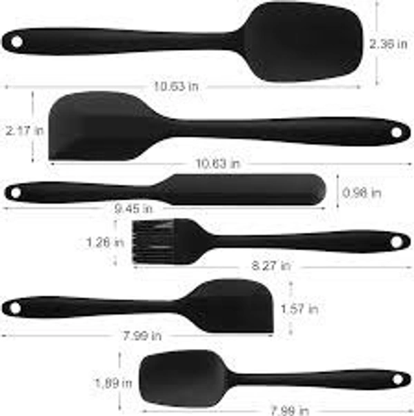 daily days ilicone Spatula Set - 6 Piece Non-Stick Silicone Spatula Set with Stainless Steel Core - Heat-Resistant Spatula Kitchen Utensils Set for Cooking, Baking and Mixing (Black)