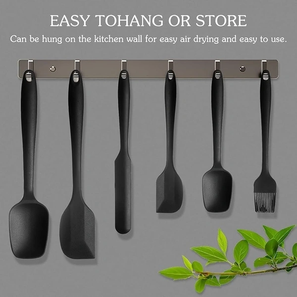 daily days ilicone Spatula Set - 6 Piece Non-Stick Silicone Spatula Set with Stainless Steel Core - Heat-Resistant Spatula Kitchen Utensils Set for Cooking, Baking and Mixing (Black)