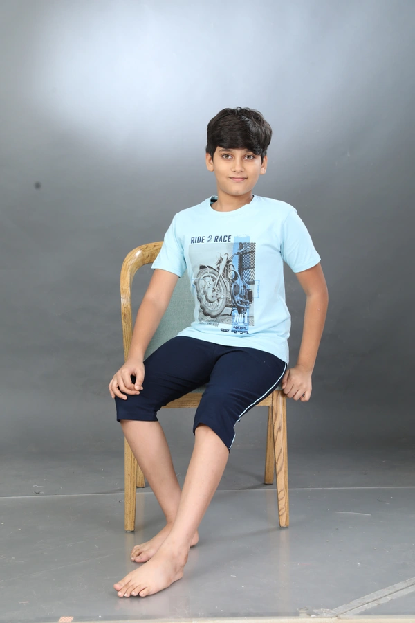 Vee Max Boys Printed Collar Night Suit