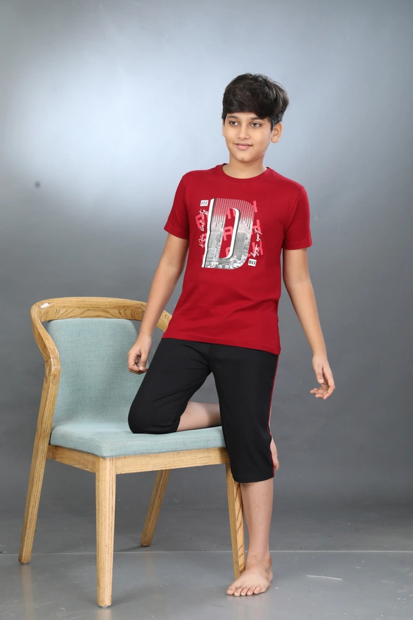 Vee Max Boys Printed Collar Night Suit