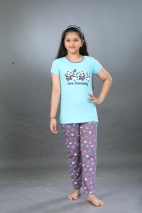 Vee MAX Vee Max Girls Printed Collar Night Suit - Blue, 11-12 Yrs