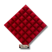 Urban-X URBAN-X® Pyramid Soundproofing Studio Acoustic Foam 1'x1' ft. - 2 Inches 50D High Density, Soundproof Foam, Noise Reduction Panels, Echo Absorption - Set of 6, Red