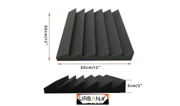 Urban-X URBAN-X T-Wedge Soundproofing Studio Acoustic Foam 1'x1' - 2 Inches 50D High Density, Soundproof Foam, Noise Reduction Panels, Echo Absorption - Set of 60, Black