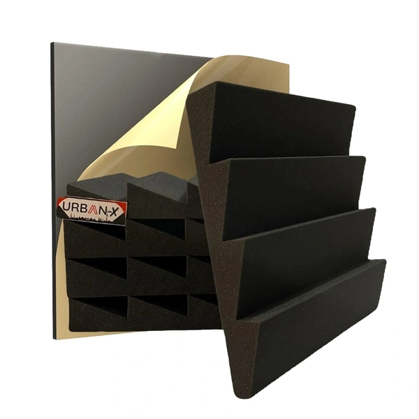 Urban-X URBAN-X T-Wedge Soundproofing Studio Acoustic Foam 1'x1' - 2 Inches 50D High Density, Soundproof Foam, Noise Reduction Panels, Echo Absorption - Set of 72 Self Adhesive