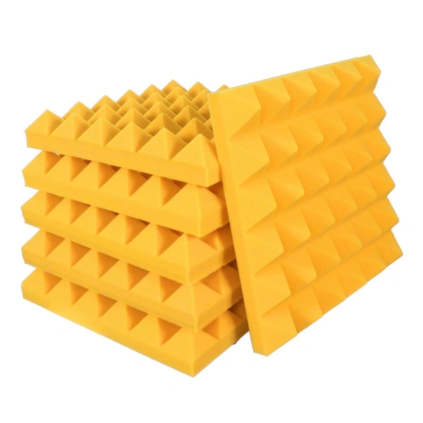 Urban-X URBAN-X® Pyramid Soundproofing Studio Acoustic Foam 1'x1' ft. - 2 Inches 50D High Density, Soundproof Foam, Noise Reduction Panels, Echo Absorption - Set of 18, Yellow