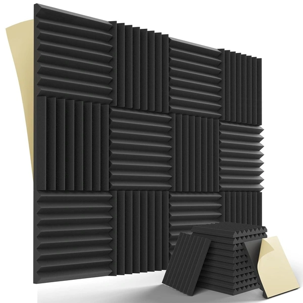 Urban-X URBAN-X Wedge Soundproofing Studio Acoustic Foam 1'x1' - 2 Inches 50D High Density, Soundproof Foam, Noise Reduction Panels, Echo Absorption - Set of 36 Self Adhesive