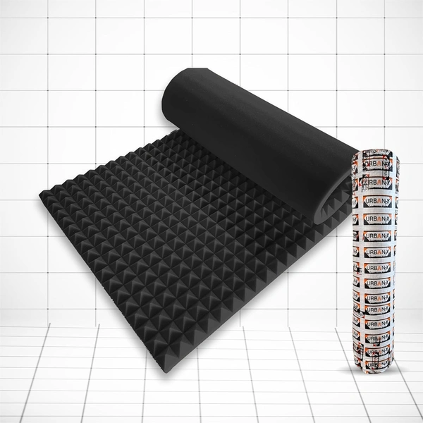 URBAN-X Pyramid Sheet 6x3 ft - 2 inches 50D Soundproofing Studio Acoustic Foams | 50D High Density, Soundproof Foam, Noise Reduction Panels, Echo Absorption - Black 50mm - Set of 2