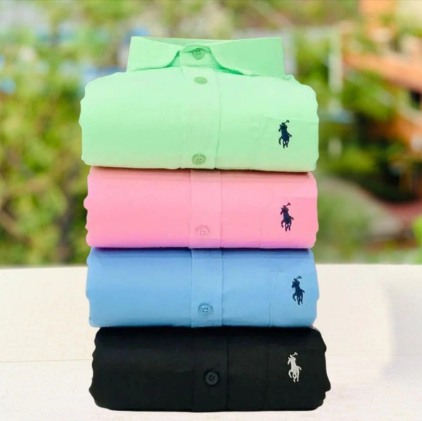 RL Polo Men's Plain Shirt Combo - Pack of 4 | Premium Cotton | Casual & Formal Wear - XL-42