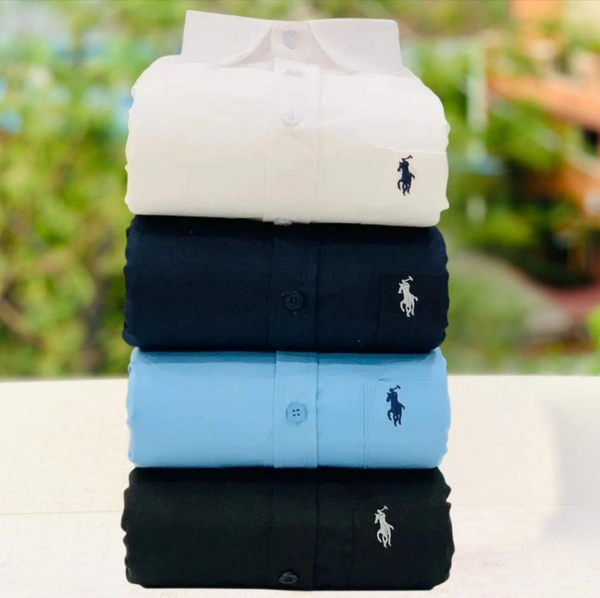 RL Polo Men's Plain Shirt Combo - Pack of 4 | Premium Cotton | Casual & Formal Wear - XXL-44