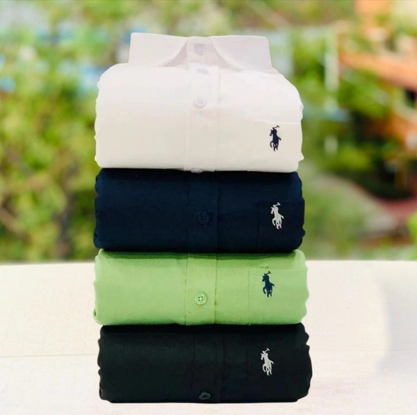 RL Polo Men's Plain Shirt Combo - Pack of 4 | Premium Cotton | Casual & Formal Wear - XXL-44