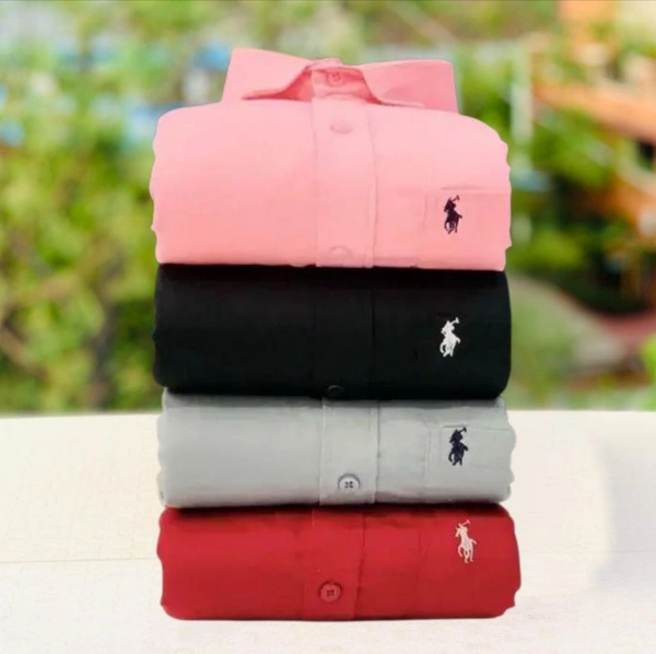 RL Polo Men's Plain Shirt Combo - Pack of 4 | Premium Cotton | Casual & Formal Wear - L-40
