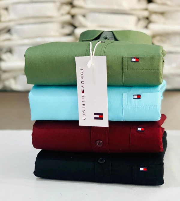 Tommy Men's Plain Shirt Combo - Pack of 4 | Premium Cotton | Casual & Formal Wear - M- 38