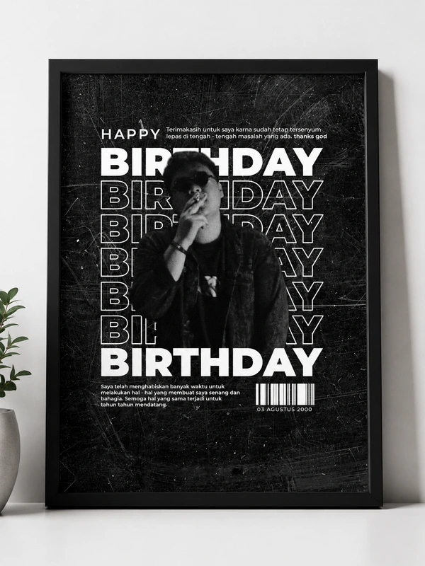 Bold Black Aesthetic Birthday Frame for Boys