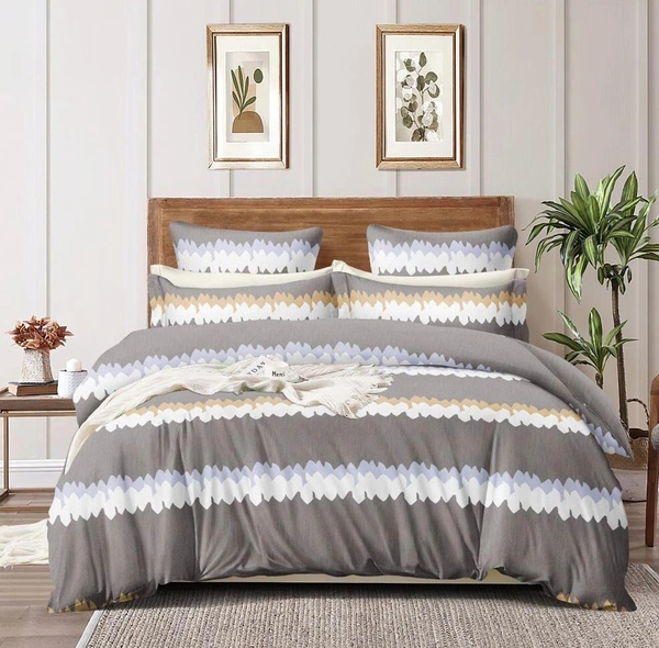 The Modern Brown Double Bedsheet with Pillow Covers(1+2) set - Brown